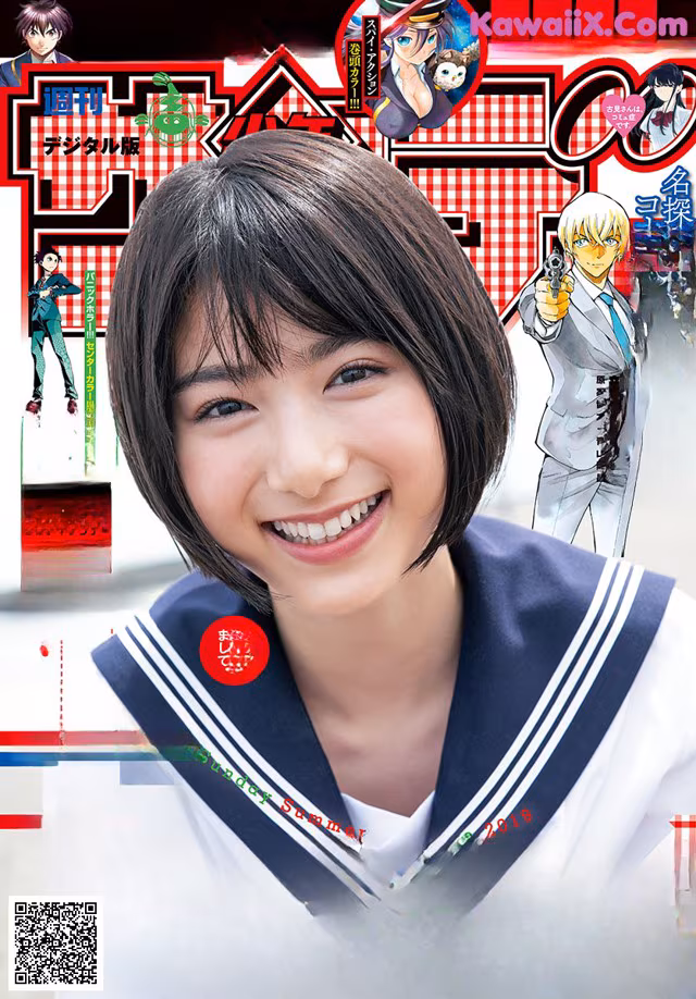 A woman in a sailor outfit on the cover of a magazine.